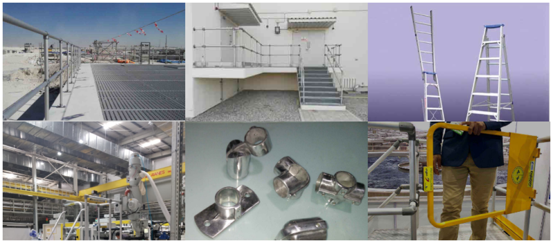Fall Protection Systems, Modular Guardrails & Railing Systems, Work Platforms & Access Solutions, Perimeter & Machine Guarding Solutions, Custom Solutions, Rooftop Safety & Edge Protection, Gate Automation & Access Control, Aluminium Structural Fittings